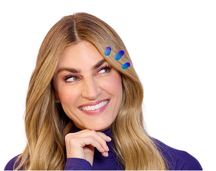 Woman looking to the right with three drops next to her eye